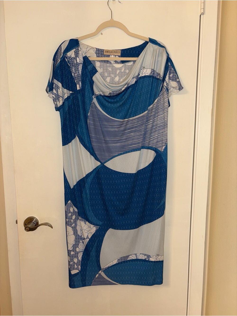 Emilio Pucci Blue and Light Blue Abstract Midi Dress